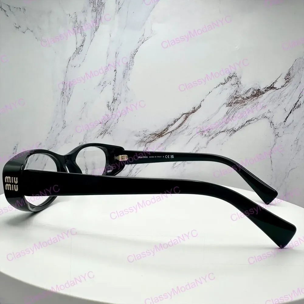 New MIU MIU Eyeglasses Black Oval Glasses 55-18mm Full Rim Rx-able